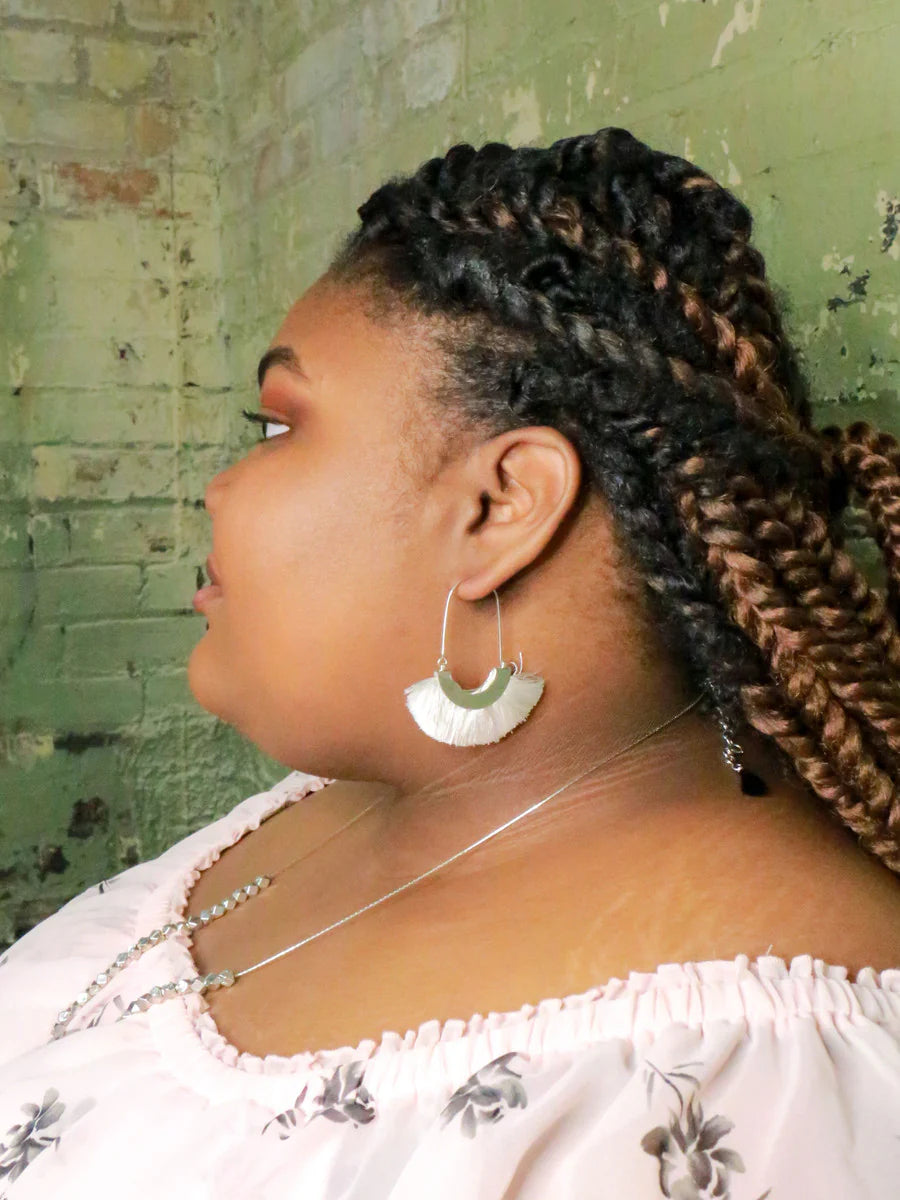 Fringe Hoops - White