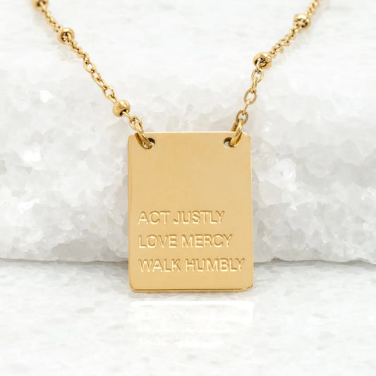 Act Justly Necklace in Gold