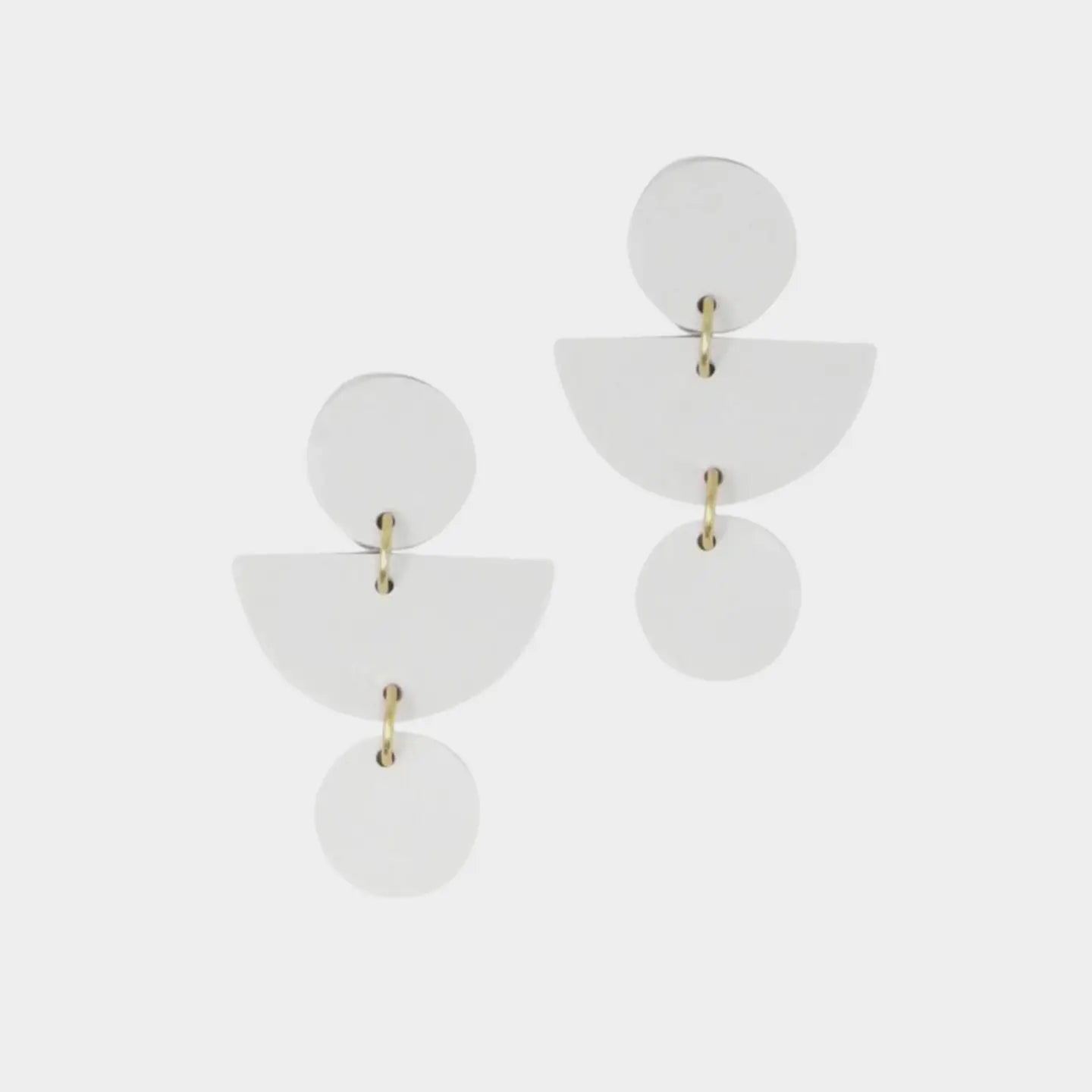 Geo Clay Earrings - Bone