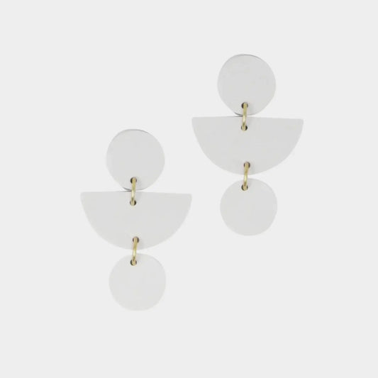 Geo Clay Earrings - Bone