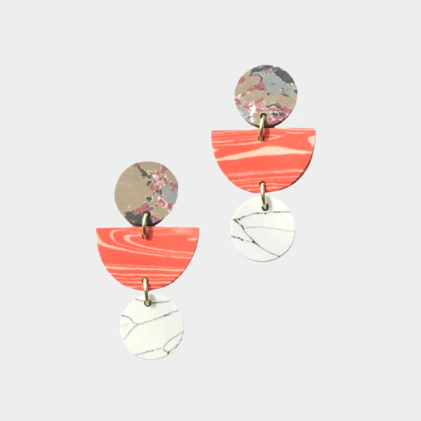 Geo Clay Earrings - Peach