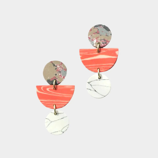 Geo Clay Earrings - Peach
