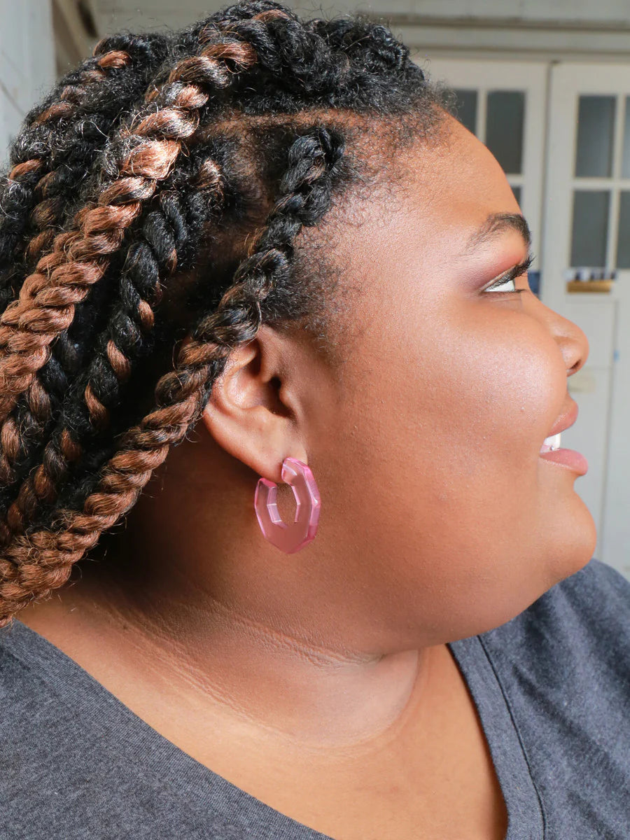 Hexagon Hoops - Pale Pink