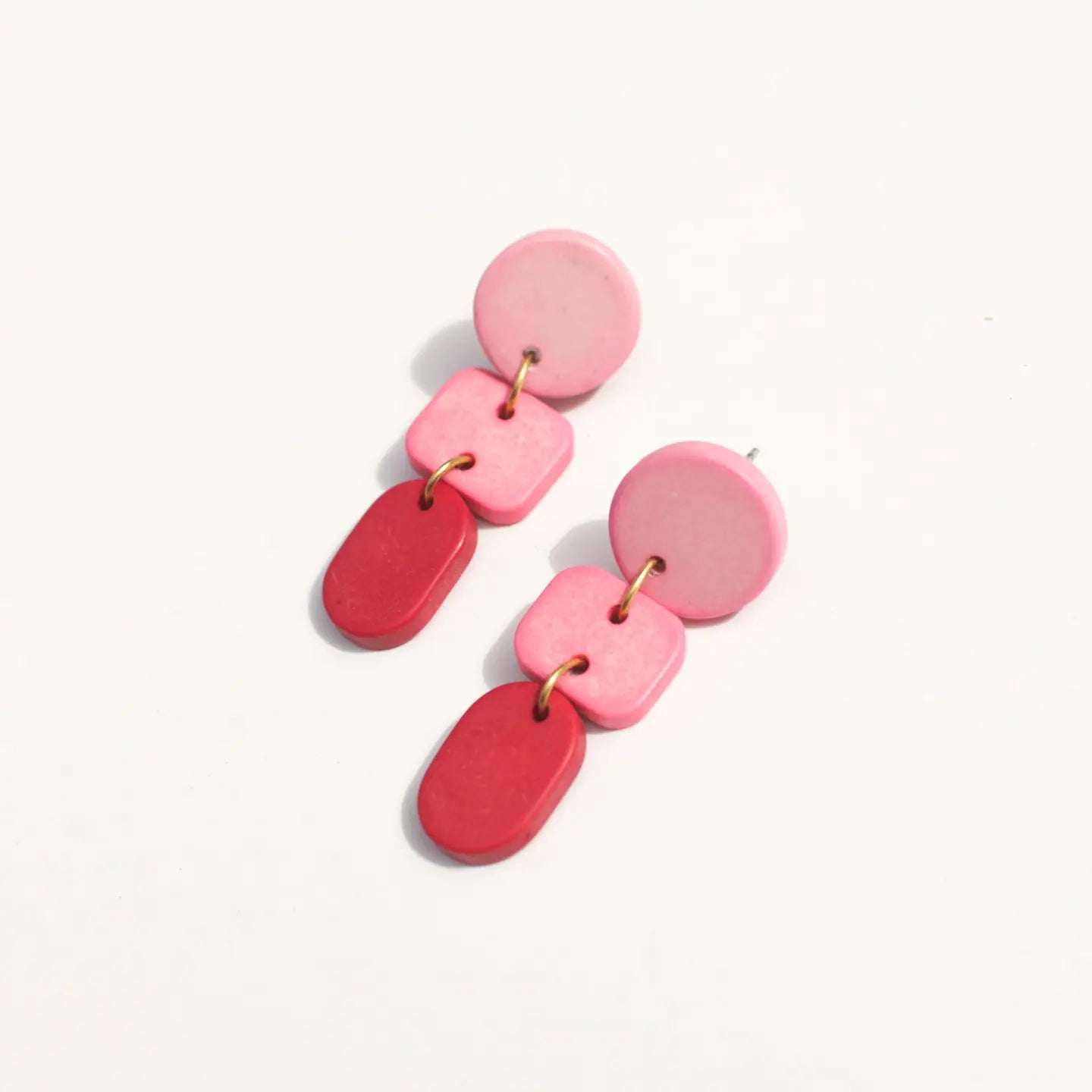 Ombre Clay Earrings in Rose