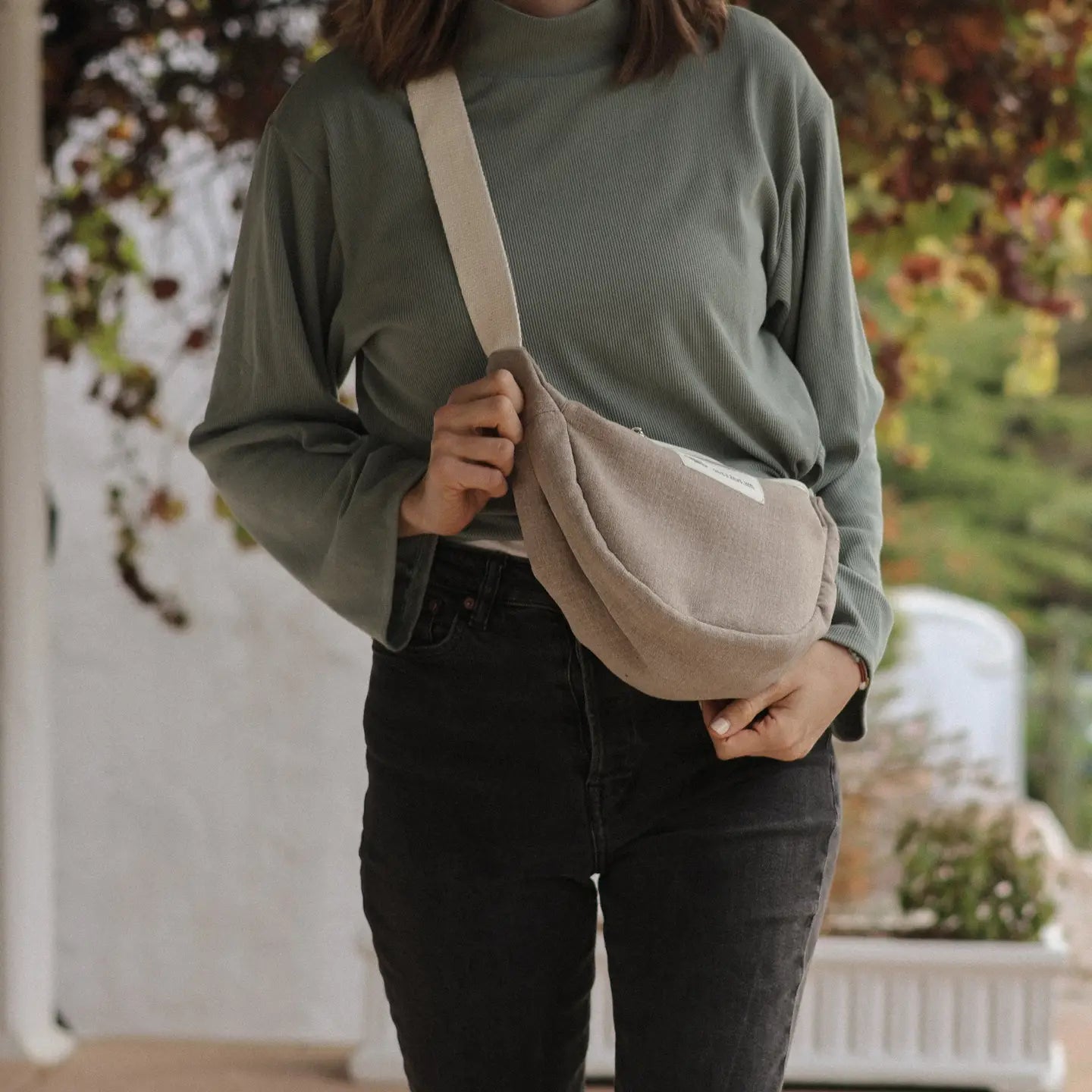 Upcycled Crossbody Bag in Sand